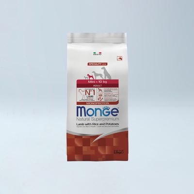 MONGE - Mini Adult MONO Qengj, Oriz & Patate 2.5 kg