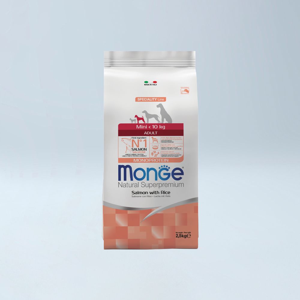 MONGE - Mini Adult MONO Salmon & Oriz 2.5 kg