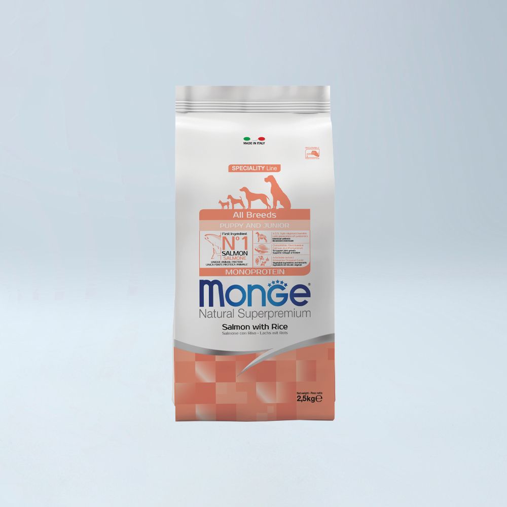 MONGE - All Breeds Puppy MONO Salmon & Oriz 2.5 kg