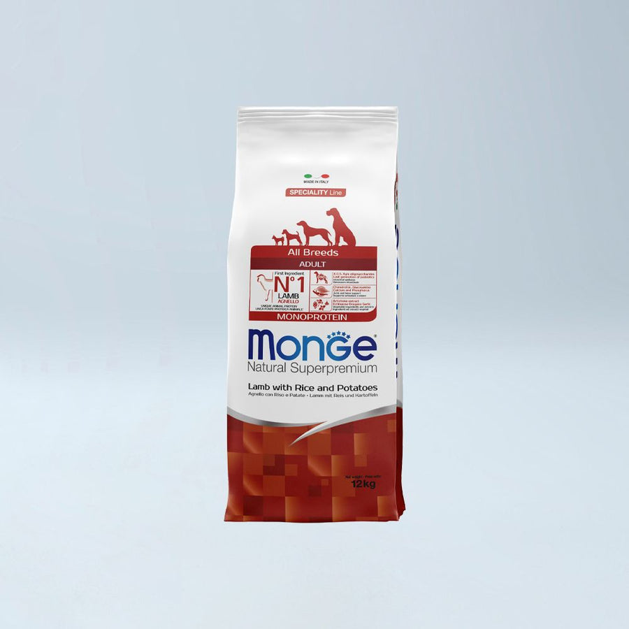 MONGE - All Breeds Adult MONO Qengj, Oriz & Patate 12 kg