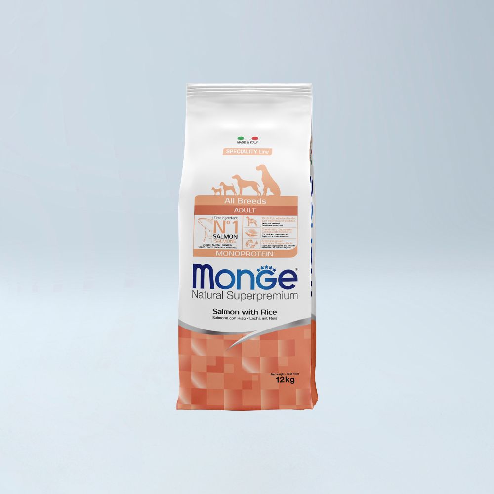 MONGE - All Breeds Adult MONO Salmon & Oriz 12 kg