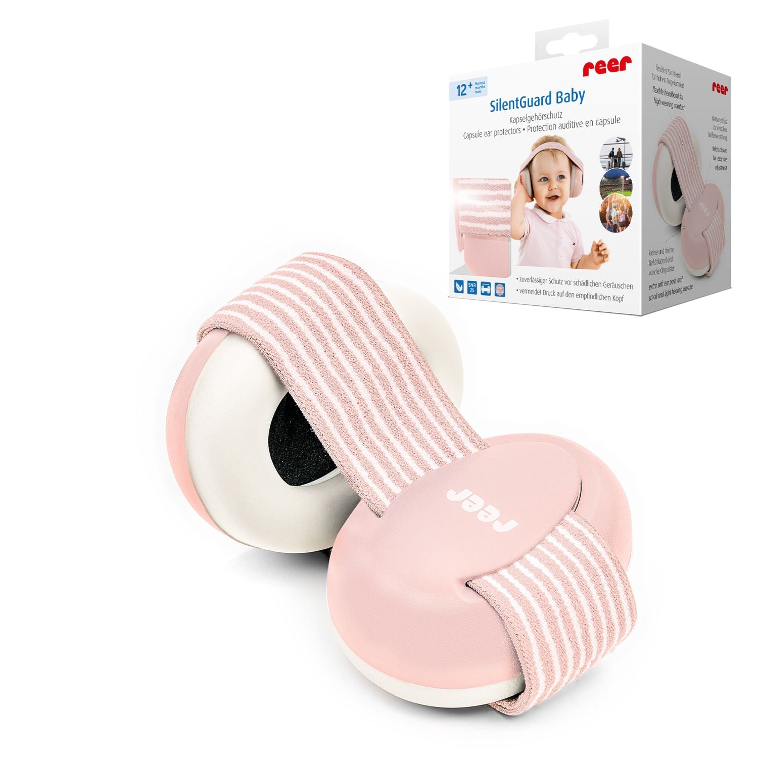 SilentGuard Baby kapuçona mbrojtëse për veshët, ngjyrë trëndafili