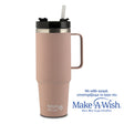 Stainless steel insulated travel mug with plastic straw "We Care", pink 900ml