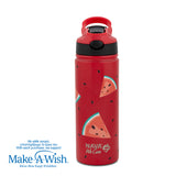 Stainless steel vacuum travel bottle with straw "We Care", Watermelon 500ml