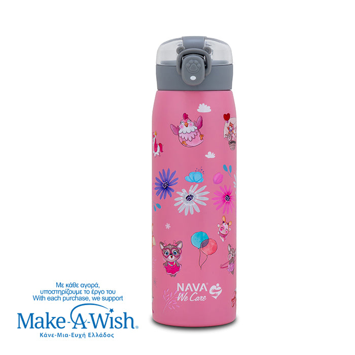 Stainless steel insulated water bottle "We Care", Pinky Girly 500ml