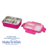 Rectangular stainless steel food container Bento "We Care", magenta 800ml