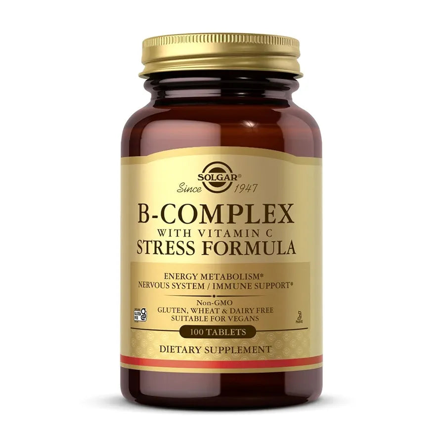 Solgar B-Complex with Vitamin C - 100 Tablets - Non-GMO, Vegan, Kosher & Gluten Free - 50 Servings