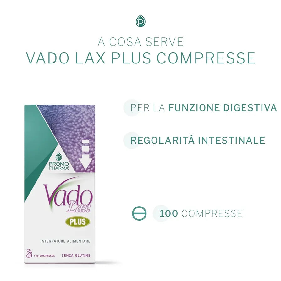 Vado Lax Plus Compresse - Integratore Alimentare - Con cassia, tarassaco, cascara e rabarbaro - per la funzione digestiva e la regolarità intestinale - 100 cp