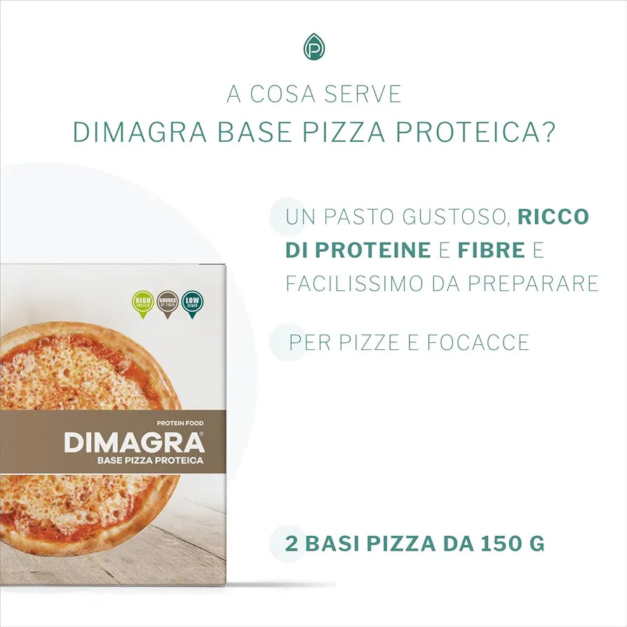 PromoPharma Dimagra - Base Pizza e Focaccia Proteica - Per diete ipocaloriche - 2 basi pizza da 150 g