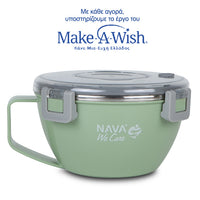 Round stainless steel insulated lunch box "We Care", green 850ml