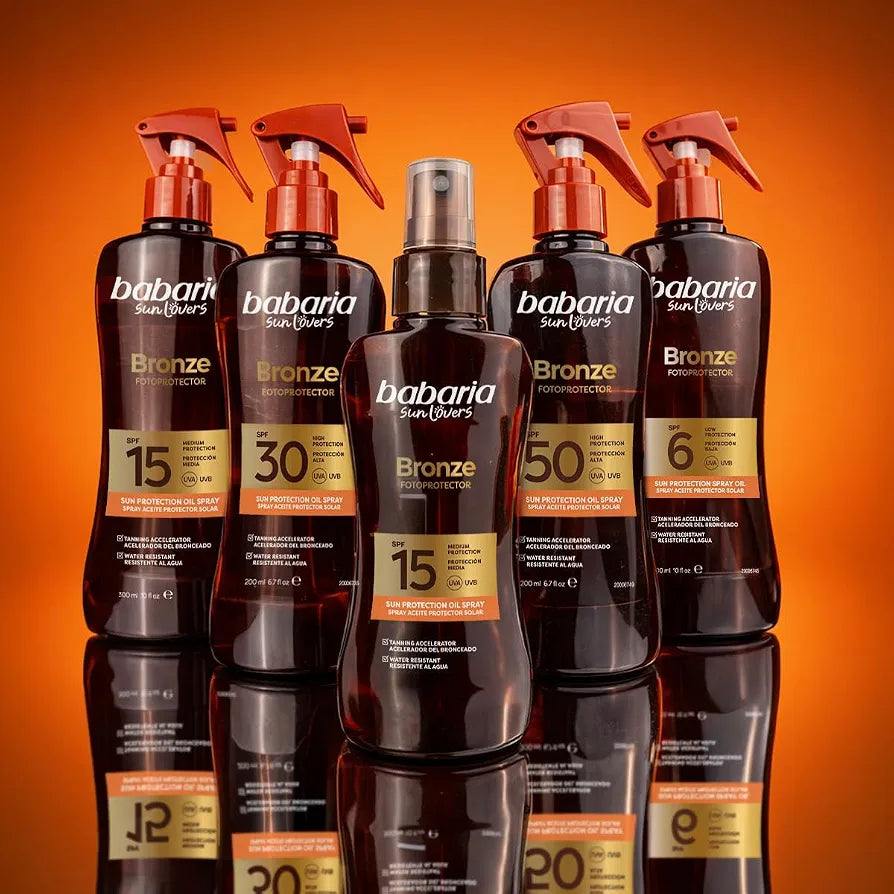 Babaria - Bronze Carrot Sun Oil SPF6 | Tanning Accelerator | Intense Gold Tone | Light Texture | Waterproof | Coral Friendly | Vegan | 200 ml