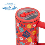 Stainless steel thermos tumbler with plastic straw "We Care", Aloha 900m
