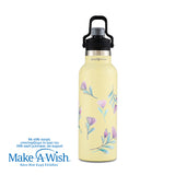Stainless steel vacuum travel bottle with pouring lid "We Care", Cream Floral 500ml