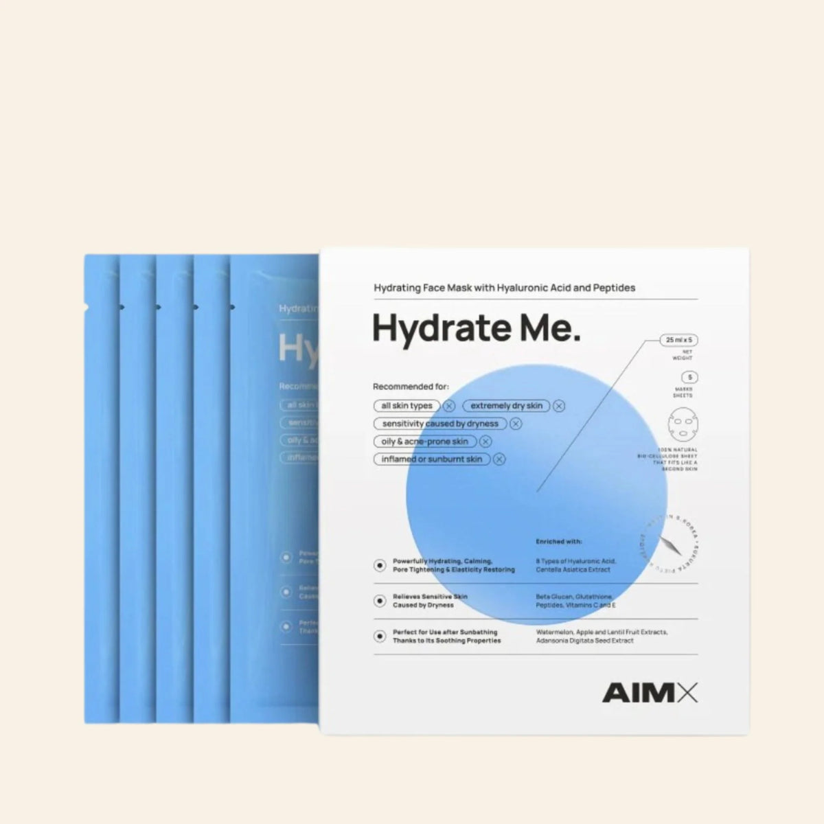 AIMX "Hydrate Me" Moisturising Sheet Mask With Peptides