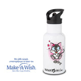 Stainless steel vacuum travel bottle "We Care", white 350ml