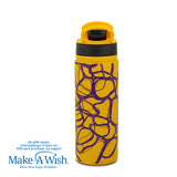 Stainless steel vacuum travel bottle with straw "We Care", Yellow Print 500ml