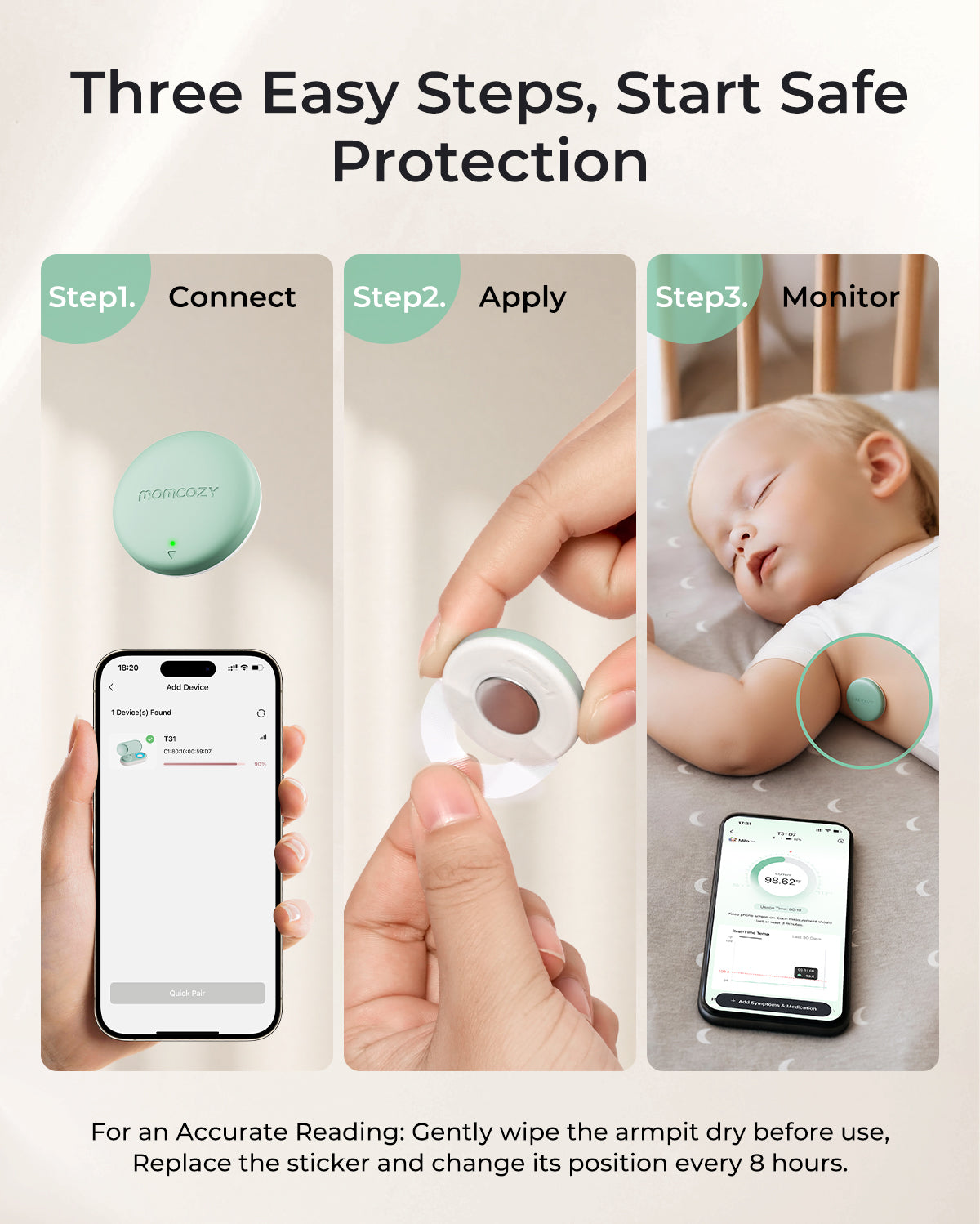 Momcozy Smart Baby Thermometer – Medical-Grade Accuracy & Real-Time App Monitoring