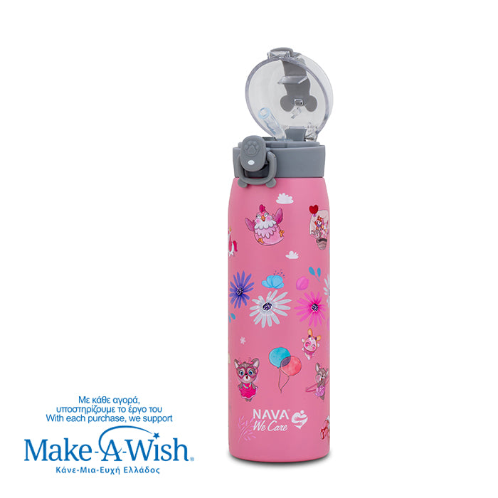 Stainless steel insulated water bottle "We Care", Pinky Girly 500ml