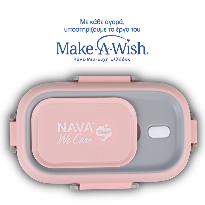 Rectangular stainless steel lunch box "We Care", pink 800ml