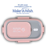 Rectangular stainless steel lunch box "We Care", pink 800ml