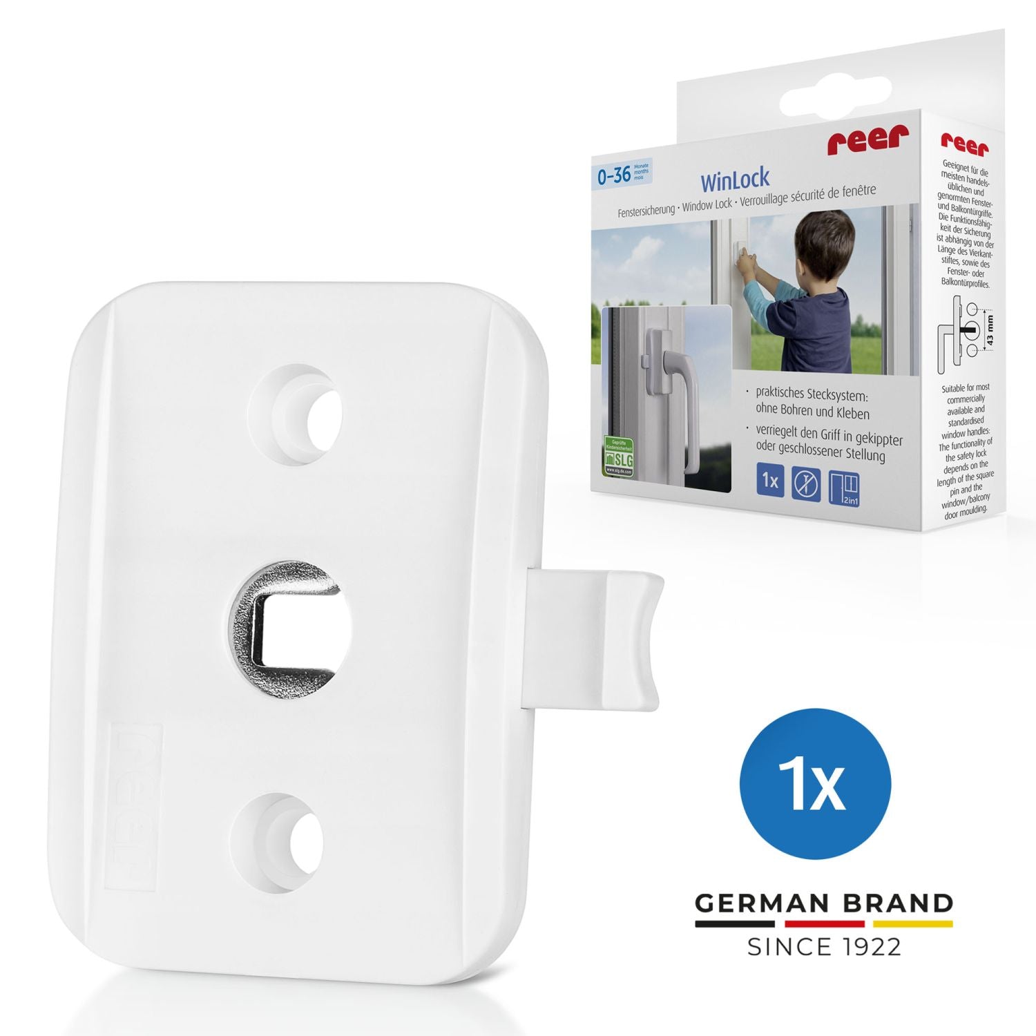 WinLock window and balcony door lock, 1 piece, white