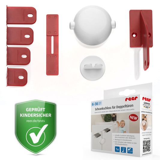 Cabinet lock for double doors, white