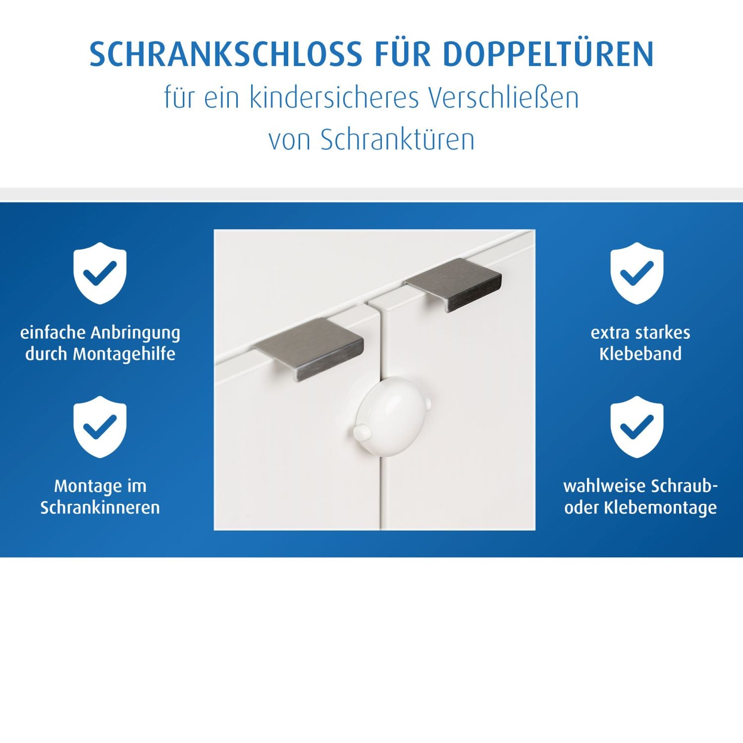 Cabinet lock for double doors, white