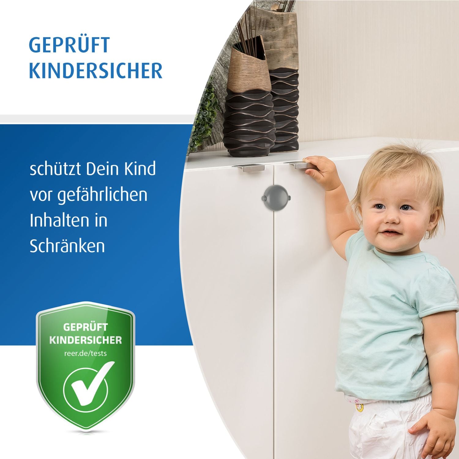 Cabinet lock for double doors, gray