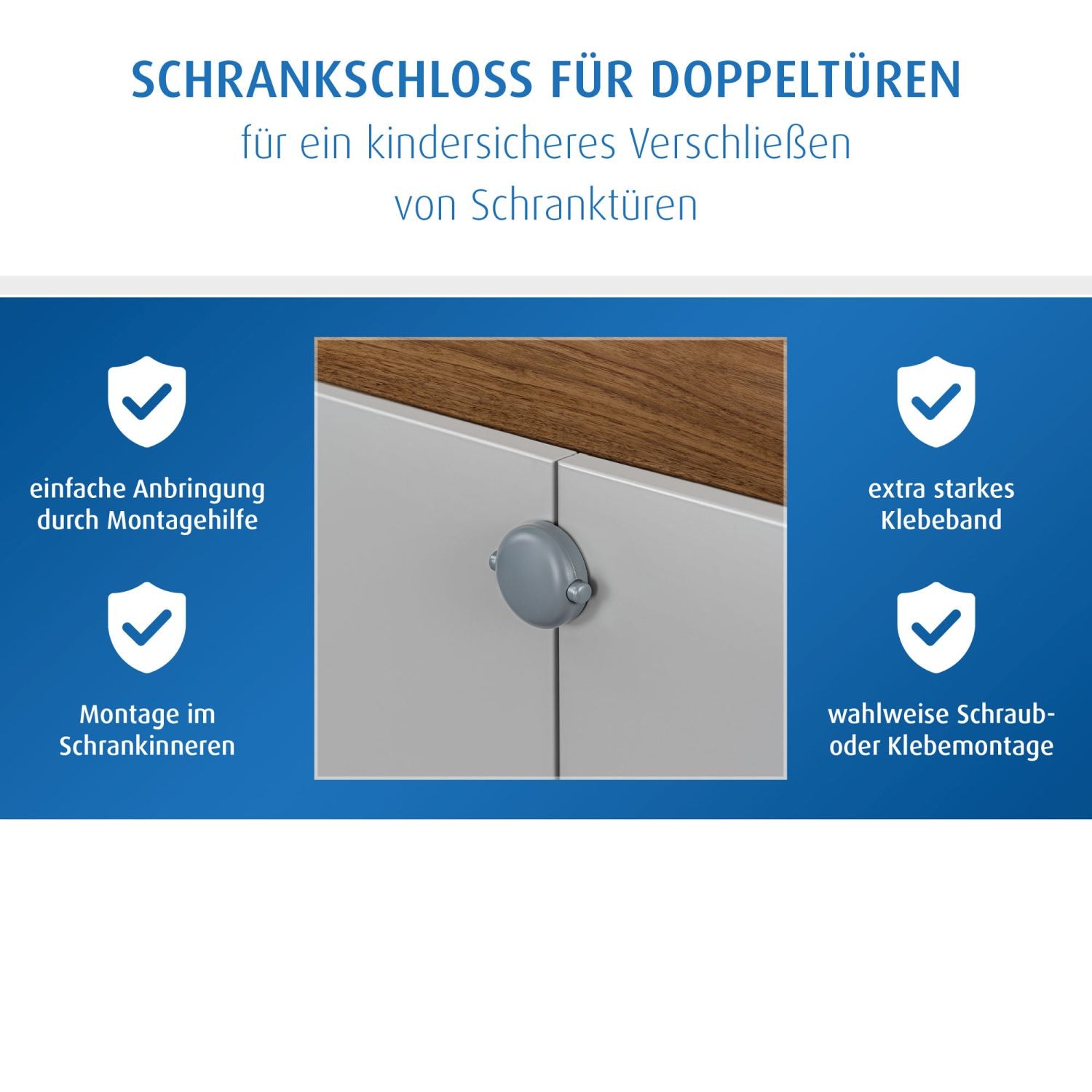 Cabinet lock for double doors, gray