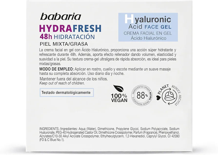 BABARIA Hyaluronic Acid Cream EN Gel Facial 50 ml