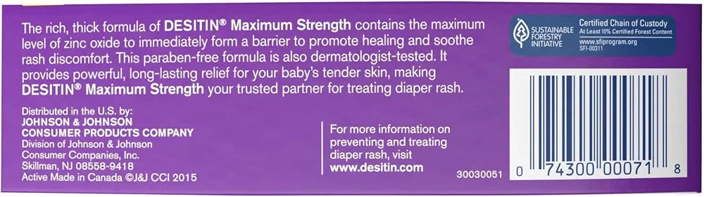 Desitin Maximum Strength Diaper Rash Paste 4 oz tube 