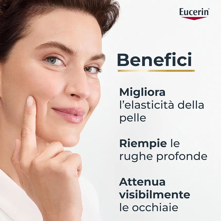 Eucerin Hyaluron-Filler + Elasticity Contorno Occhi SPF 20 15ml, Crema contorno occhi antirughe e crema occhiaie 2in1, Formula con Acido Ialuronico per tutti i tipi di pelle