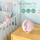 Momcozy 8000mAh Portable Stroller Fan, 27H Ultra-long Battery Life Detachable 4 Speed 360°Rotate LED Night Light with 2 Modes, USB Rechargeable Handheld Cooling Fan for Travel/Car Seat/Bedroom