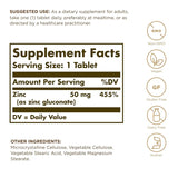 Solgar Zinc 50 mg, 100 Tablets - Zinc for Healthy Skin, Taste & Vision - Immune System & Antioxidant Support - Supports Cell Growth & DNA Formation - Non GMO, Vegan, Gluten Free - 100 Servings