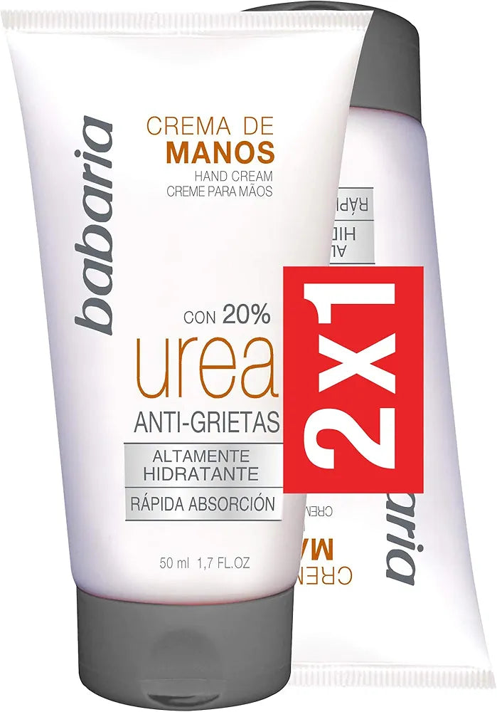 Babaria Crema de Manos Anti-Grietas con Urea 20% - 50 ml x 2