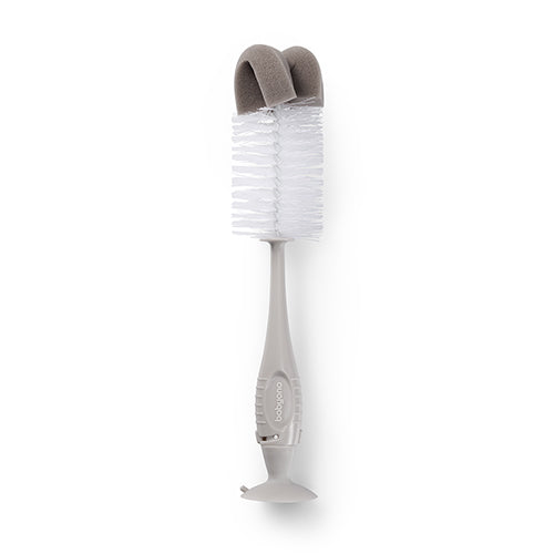 Brush for bottles and teats with suction cup&retractable mini brush/self standing