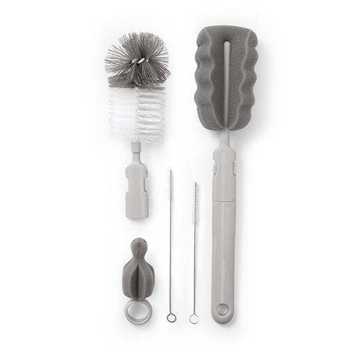 Set of brushes for bottles and teats with removable handle&mini sponge