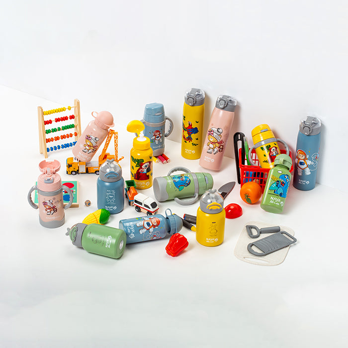 Stainless steel insulated water bottle "We Care", yellow 350ml