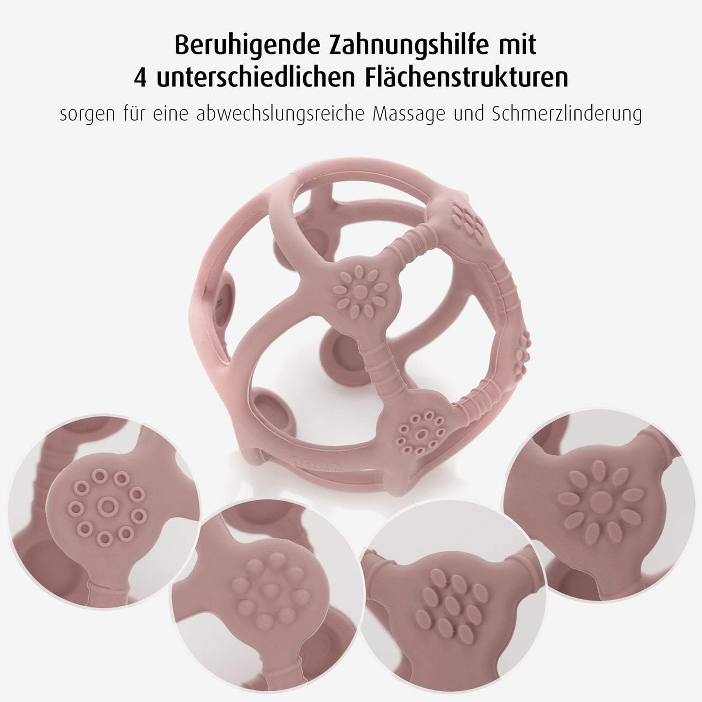 Bite&Play Teething and grip ball, rose