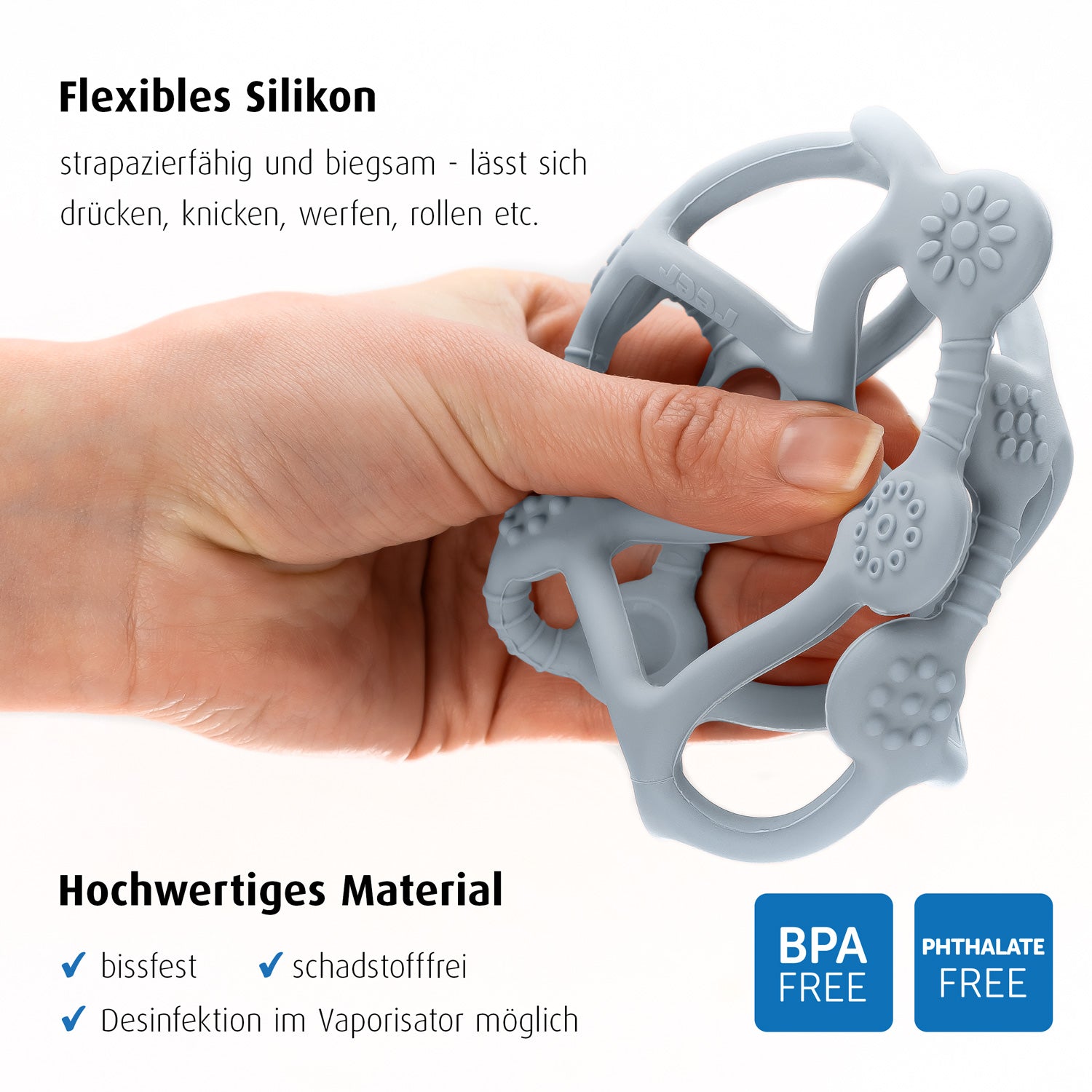 Bite&Play Teething and grip ball, blue