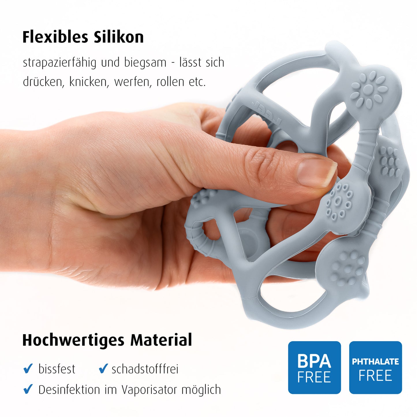 Bite&Play Teething and grip ball, blue