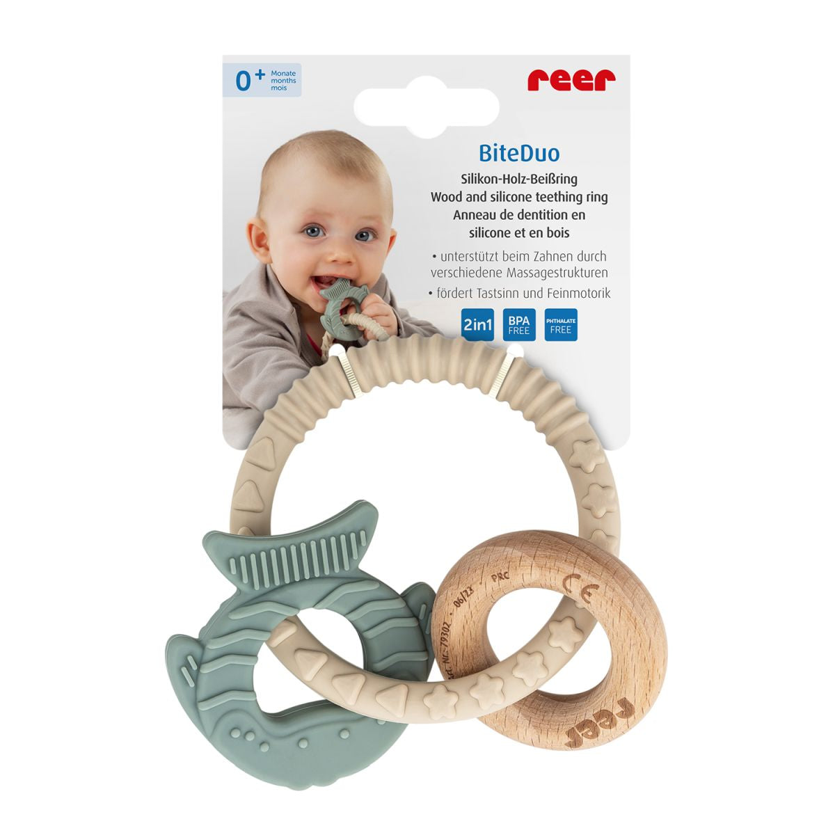 BiteDuo wood and silicone teething ring