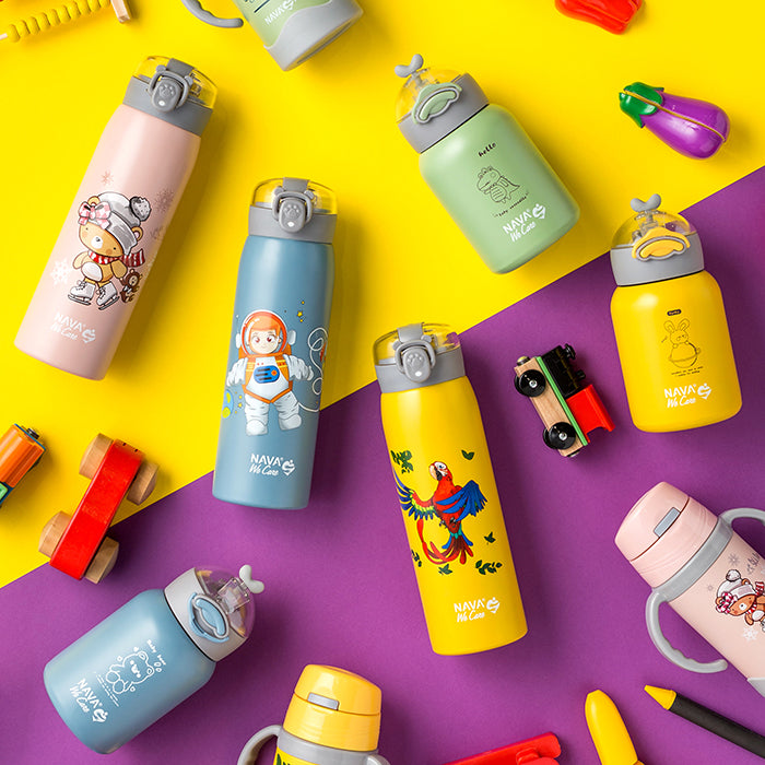 Stainless steel insulated water bottle "We Care" pink 350ml