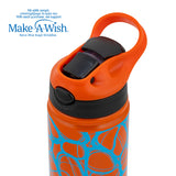Stainless steel vacuum travel bottle with straw "We Care", Blue Print 500ml