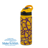 Stainless steel vacuum travel bottle with straw "We Care", Yellow Print 500ml