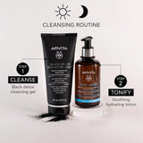 Apivita Black Detox Cleansing Jelly, Detoxifying Face & Eye Cleansing Gel with Activated Charcoal & Propolis