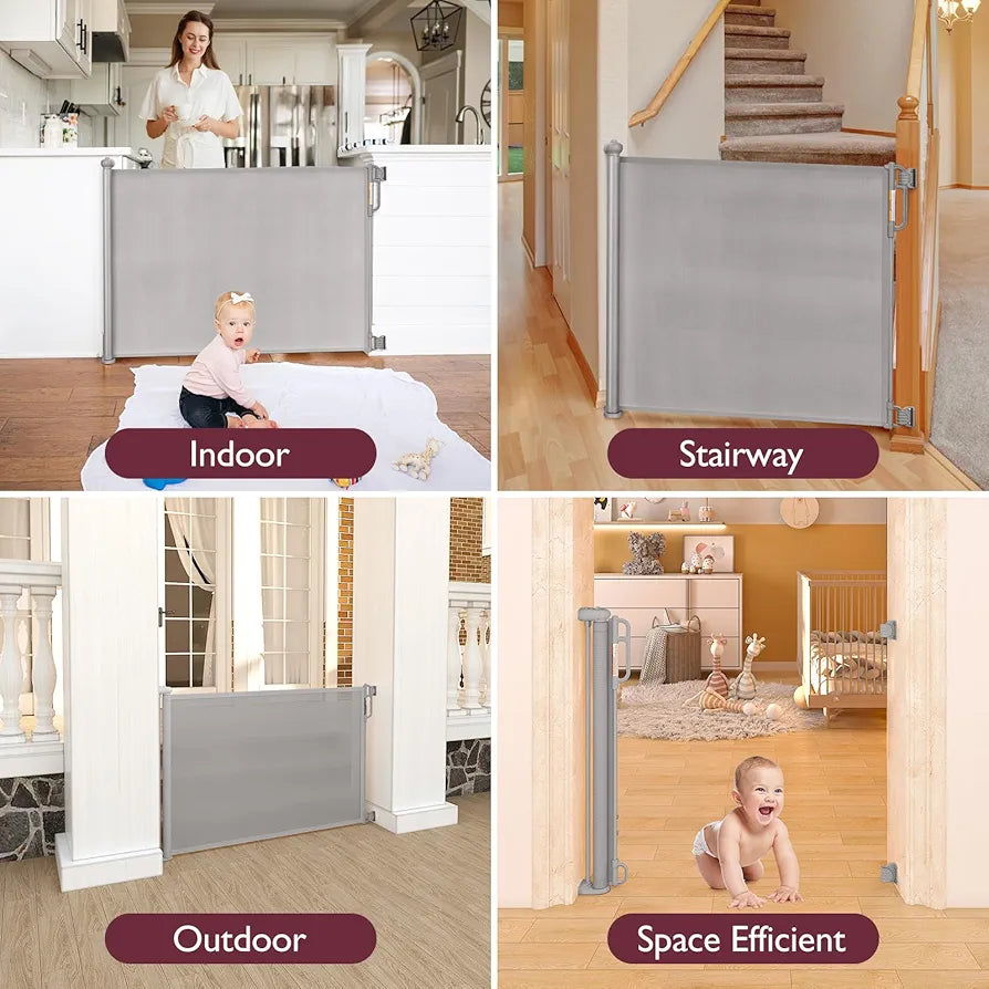 Momcozy Retractable Baby Gate, 33" Tall, Extends up to 55" Wide, Child Safety Baby Gates for Stairs, Doorways, Hallways, Indoor, Outdoor