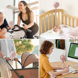 Momcozy 8000mAh Portable Stroller Fan, 27H Ultra-long Battery Life Detachable 4 Speed 360°Rotate LED Night Light with 2 Modes, USB Rechargeable Handheld Cooling Fan for Travel/Car Seat/Bedroom