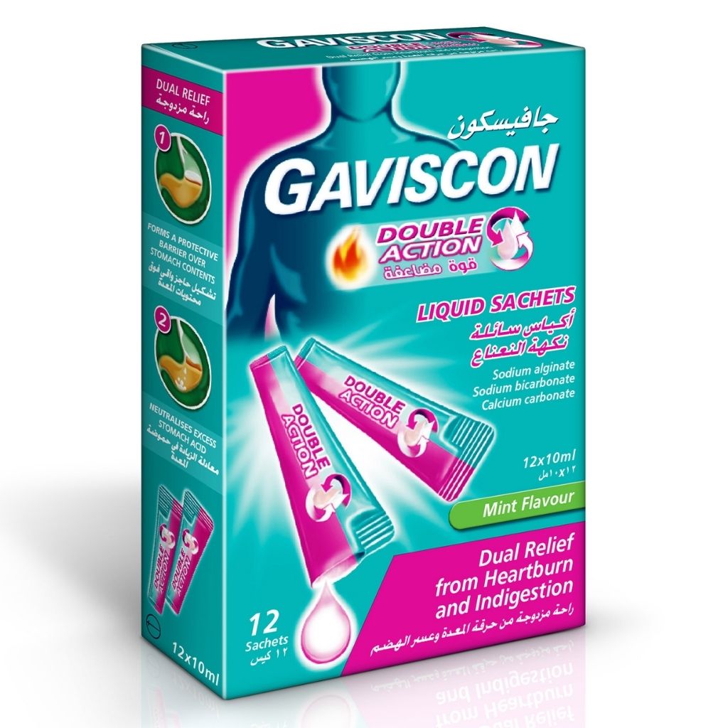 Gaviscon Double Action Peppermint Liquid Sachets, 10ml x 12 Sachets