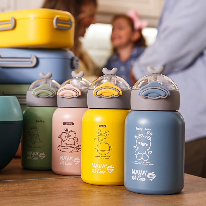 Stainless steel insulated water bottle "We Care" pink 350ml